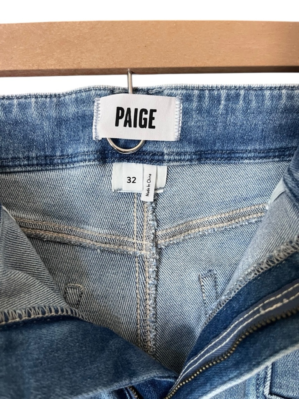 PAIGE Anessa Raw Hem Cropped Wide Leg Denim Stretch Jeans Size 32 - Picture 7 of 10